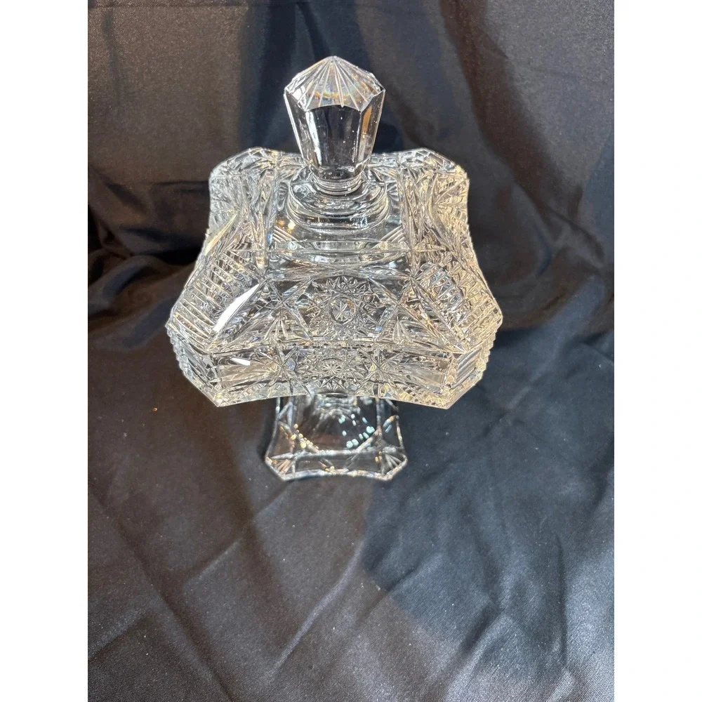Cut Crystal Candy Dish Covered‎ Pedestal Compote Bowl Elegant Serving